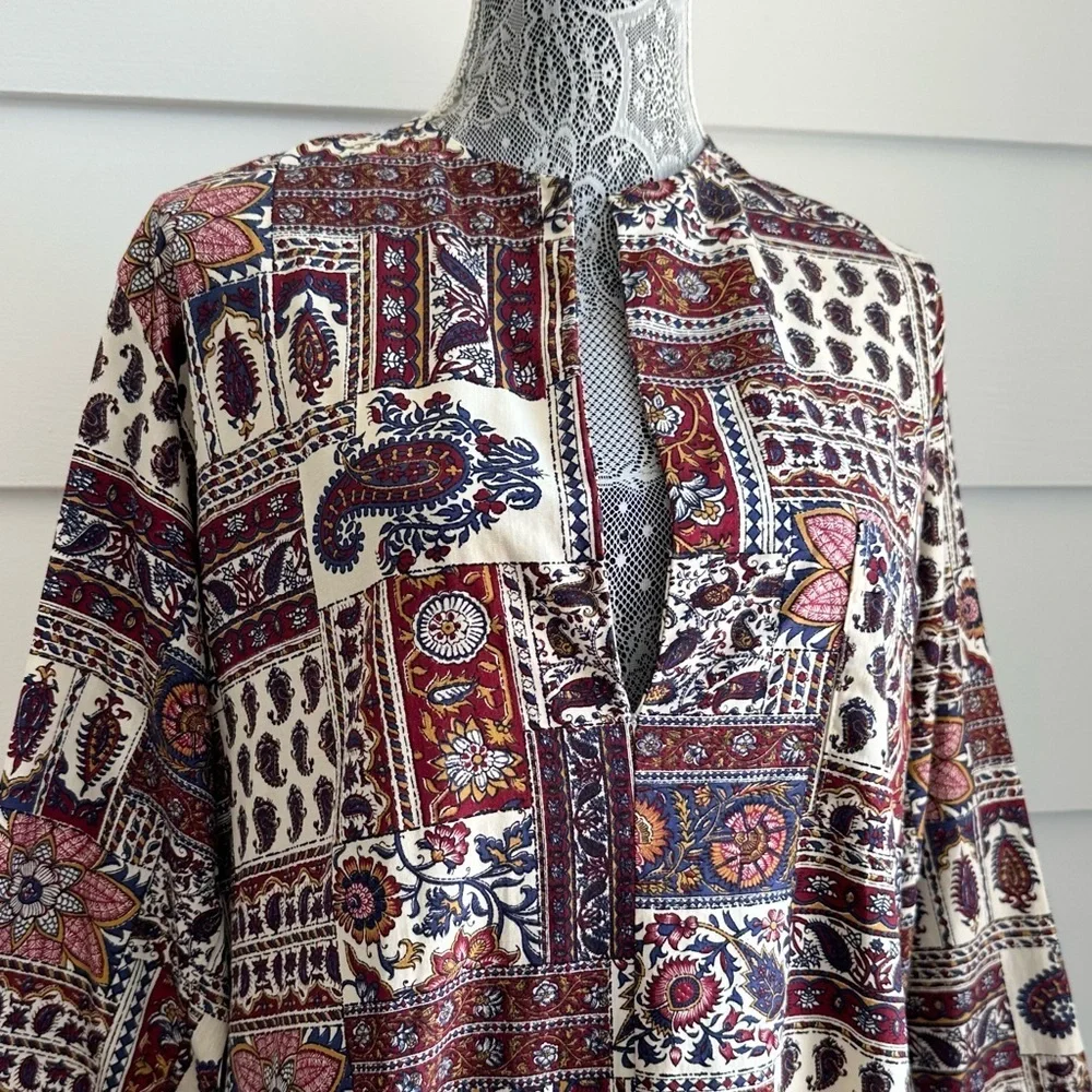 Vintage Patchwork Print Kaftan Style Nightgown Dress Boho Cottage - Picture 6 of 8